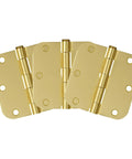 Pro Grade Heavy Duty Steel Interior Door Hinges 3.5 Inch Satin Brass 3 Pack shown from the front in a smooth finish.