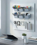 Pegboard Bins and Hooks Set Four Pack Open Front Small Parts Organizer for Screws Nails Nuts Bolts Tools with Two Inch Hooks
