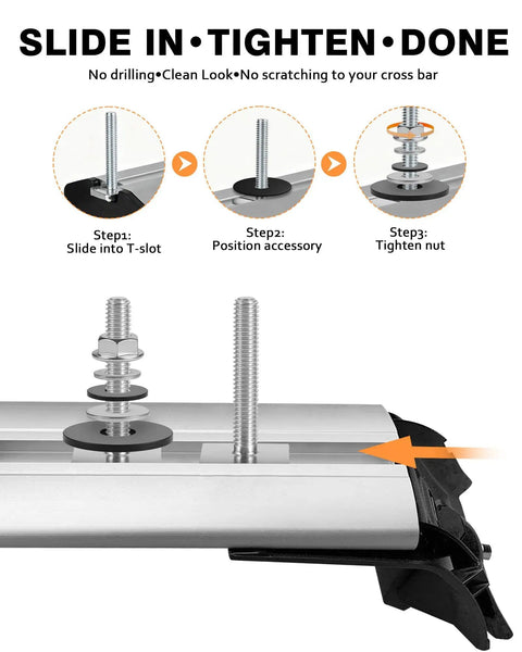 Installation guide for T Track Bolts For Roof Rack Cross Bars And Accessories Stainless Steel Square Bolts M6x35mm M8x30mm