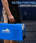 Dual Voltage 110V/220V MMA Welder With IGBT Inverter, Portable Arc Welder being held by person, showing compact size