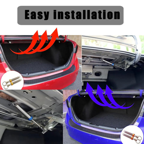 2 Pack Car Trunk Automatic Lift Metal Springs, Adjustable 5.9 To 9.4 Inches installed in car trunk, demonstrating easy installation