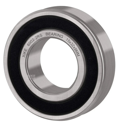 Close-up of 2 Pack 6002-2RS Rubber Seal Bearing 15x32x9mm showing rubber seal and metal finish