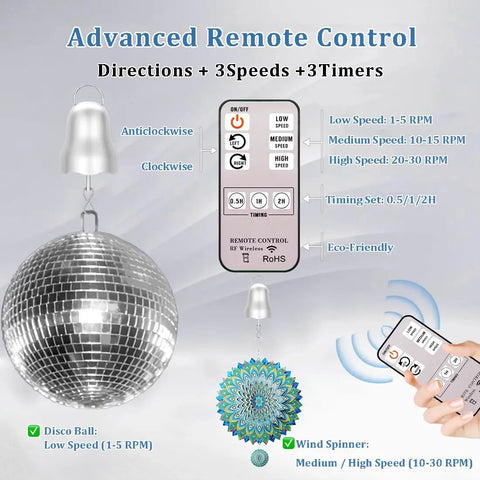Wind Spinner Motor With Remote Control And Timing 1 To 30 RPM Disco Ball Motor Battery Operated With Remote Display