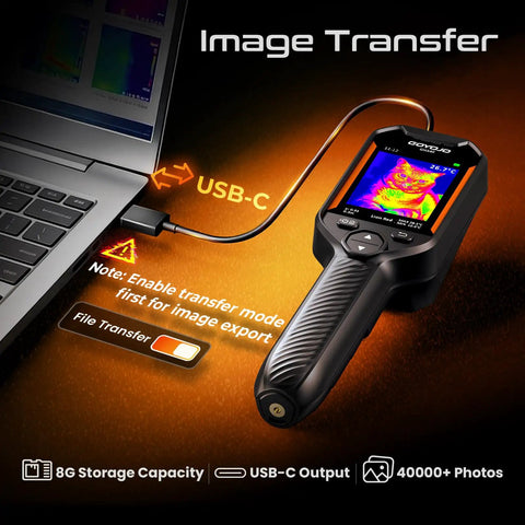 Thermal Imaging Camera With 640x480 IR Resolution And 25Hz Refresh Rate Dual Camera System With 2MP Visible Light Handy Handheld Pro Grade Unit For Home Inspection HVAC Electrical And Water Leak Detection connected by USB-C to laptop
