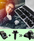 Woman with 60 Pcs U Nut Clips And Hex Head Bolts Kit for most cars SUVs and trucks, auto body fasteners, open box view