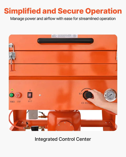 Control panel of Heavy Duty Sandblasting Cabinet Kit With Pressurized Tank For Beefed Up Pro Grade Rust Removal and Surface Finishing