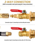 2-way connection diagram of Winterize Blowout Adapter With 1/4 Inch Quick Connect To 3/4 Inch GHT Thread Ball Valve