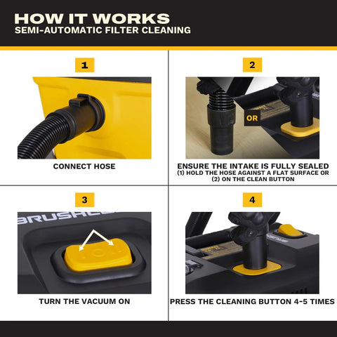 Step-by-step guide on using Kickass Cordless Wet Dry Shop Vacuum With Sick Suction And Six Gallon Tank for filter cleaning.