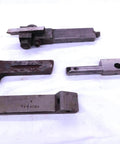 Four Piece Vintage Lathe Tool Holder Set Featuring Sick Precision Cutoff And Parting Turning Inserts Rock Solid Heavy Duty Carbon Steel Build for serious metalworking.