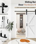 Sliding Barn Door Hardware Kit 6.6 Ft Heavy Duty for Smooth Quiet Operation installed with handles and floor guide