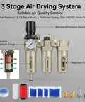 3 Stage Air Drying System with Precision Pressure Gauge, 240 PSI, for Drop In Ready 3 4 Inch NPT Air Dryer.
