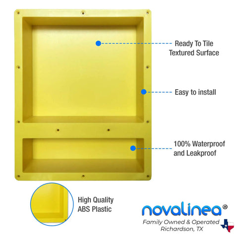 Two Tier Recessed Shower Niche 16 By 20 Inches, Mounting Screws Included, Flush Mount With 1/2 Inch Backerboard, Waterproof