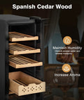 Open Electric Cigar Humidor Cabinet With 35L Capacity Precise Temperature And Humidity Control Spanish Cedar Shelves