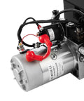 Beefy Truck-Grade 8 Quart Hydraulic Power Unit With Dual Acting Dump Trailer Pump, 12V DC Motor, Steel Reservoir, close-up view