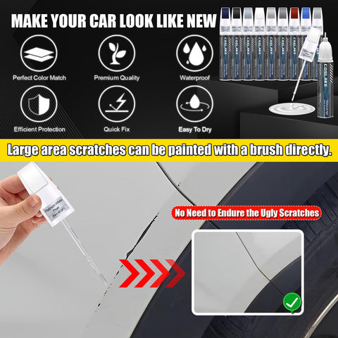 Acura Platinum White Pearl NH883P Touch Up Paint Kit With A 2 In 1 Scratch Remover Pen and Applicators shown in use on car scratch