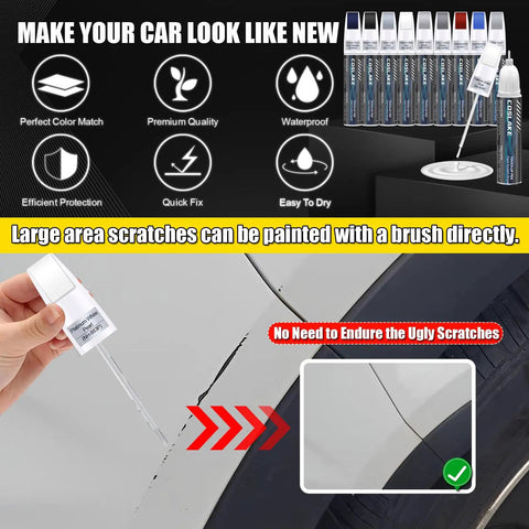 Majestic Black Pearl NH893P Touch Up Paint For Acura Cars Easy Scratch Repair Kit 2 In 1 Scratch Remover Pen With Micro Applicators Quick Color Match And DIY Car Fix, showing application on car scratch