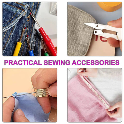 Ultimate 140 Piece Sewing Tool Set With Tomato Pin Cushion Glass Ball Head Pins Self Threading Needles Gourd Shaped Threaders Scissors
