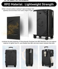Expandable 20 Inch Carry On Luggage With Shock Absorbing Braking Spinner Wheels, Moon And Star Design Tough As Nails Shell, Black