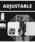 All Metal Motorcycle Phone Mount With 20MAXX Vibration Dampening Spring Cradle showing adjustable portrait and landscape view