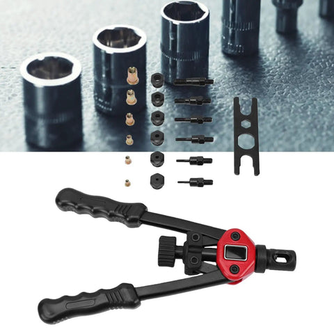 Pro Grade Rivet Nut Tool Kit With 175 Rivet Nuts And 6 Mandrels M3 To M10 showing tools and components on table