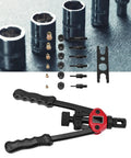 Rivet Nut Tool Kit With 175 Metric Rivet Nuts And 6 Mandrels M3 4 5 6 8 10 Plus Hand Setter showing tools and nuts.