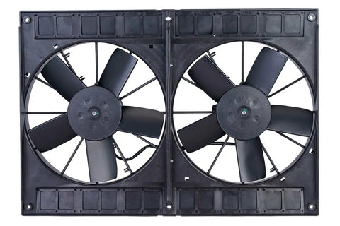 Top Tier Spal 30102052 11 Inch Dual High Performance Puller Cooling Fan with dual black blades and sturdy frame.