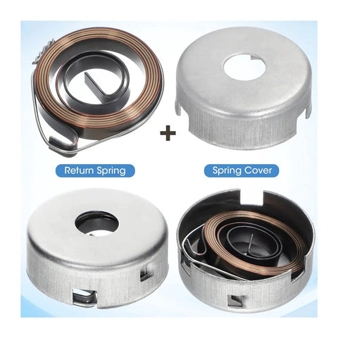 Set Of One Heavy Duty Steel Drill Press Return Spring includes a helical return spring and metal spring cover for bench tool use.