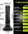 Powerhouse 100 LED UV Black Light Flashlight With 30 Foot Flood Beam 385Nm To 395Nm Professional Grade with specifications