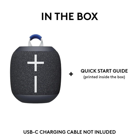 Wonderboom 4 Portable Bluetooth Speaker With Waterproof Floating Design shown with included quick start guide