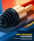 Built Like A Tank Front CV Axle Shaft Assembly For Ford F-150 2009 To 2014 4WD With Corrosion Resist Coating showing precision machining details.