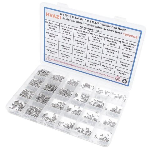 Metric Tiny Machine Screws And Nuts Set M1 M1.2 M1.4 M1.6 M2 M2.5 304 Stainless Steel Phillips Pan Head Assortment Kit