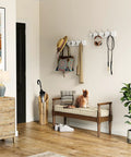 Two Pack Wall Mounted Coat Rack Set With Heavy Duty Hooks For Coats Hats And Bags in use in an entryway, slim white finish.