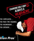 16 Pack Golf Grip Wrapping Tapes Peel, Wrap, Seal In Under 1 Minute No Solvent Regrip DIY Kit Skull Black For Quick, Durable Golf Club Grip Upgrade And Fresh Feel, golfer resting on club