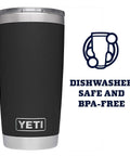 Black Rambler 20 Oz Tumbler Stainless Steel Vacuum Insulated With MagSlider Lid Dishwasher Safe and BPA-Free Design