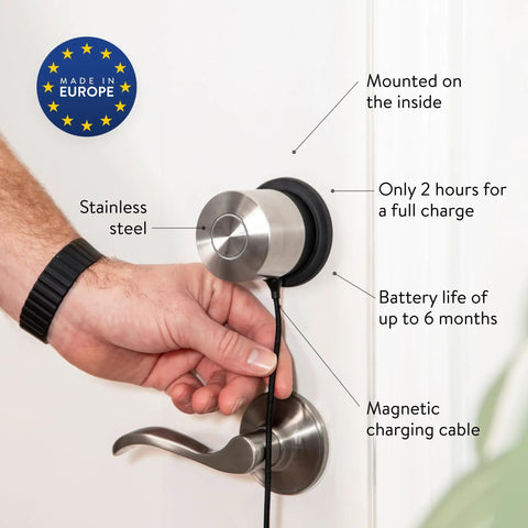 Slick Smart Deadbolt Lock With Keyless Entry, No Sweat App Control, Auto Lock, Fingerprint And Passcode Access, Alexa And Google Compatible, Straight Up Quick Install No Drilling, stainless steel design