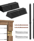 60 Pack Black T316 Stainless Steel Left And Right Handed Swage Lag Screws For Wood Posts One Eighth Inch Cable Deck And Stair Railing Hardware Kit Right And Left DIY Baluster
