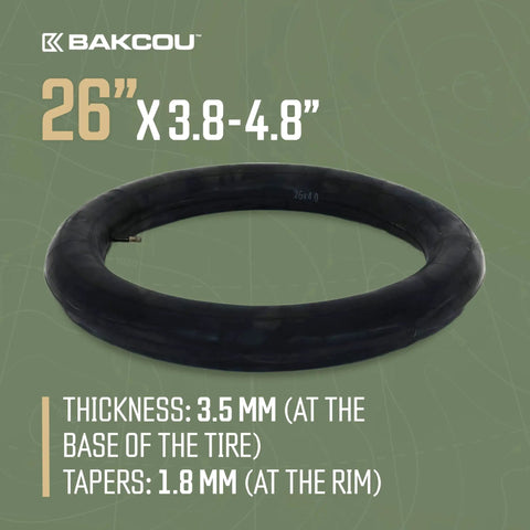 26x4 Heavy-Duty Fat Tire Tube With Military-Grade Butyl Rubber, Schrader Valve, 3.5mm Thickness on display
