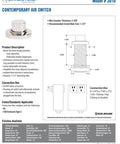 Contemporary Air Switch for countertop use with solid brass construction and easy operation, model #3010, 2-5/8" maximum thickness.