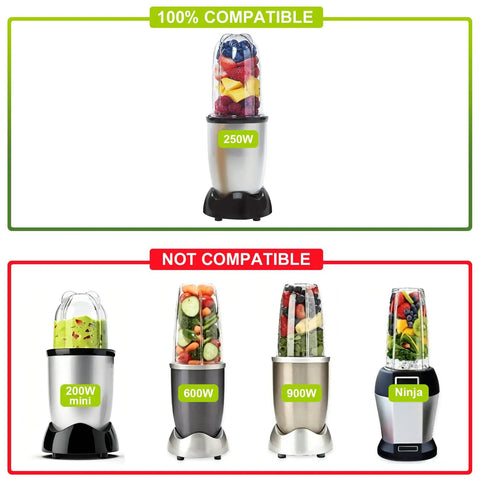Beefy Replacement Blender Blades Two Pack For Magic Bullet 250W, High Quality Stainless Steel, Fits MB1001 MB1001B MBR0301 MBR0701P MBR1101 MBR1701 MBR1702 Ideal For Smoothies Nuts Ice Frozen Fruit, 250W compatible blender shown