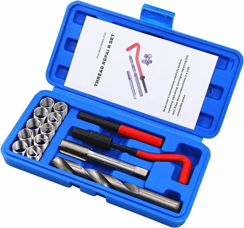 14 Piece M14 X 1.5 Thread Repair Kit With High Speed Steel Inserts And Red Handle, built for auto and home repairs.