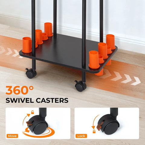 Indoor Fishing Rod Holder Trolley With 3 Tier Shelves And Peg Wall, Built In Line Spooler, Locking Wheels, Mobile Tackle Storage Cart