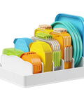 Kitchen Cabinet Lid Organizer With 6 Adjustable Dividers And 7 Sections For Lids Bowls And Containers Space Saving No Fuss Lid Holder