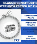 Steel cable from 7 Foot Garage Door Torsion Spring Kit With Cable Rollers And Cables Brackets And Hardware Universal Residential Use All In One Replacement Kit Ideal For Upgrading Common 7 Foot Doors With Beefy Steel Parts Simple Install And Solid Safety Hardware