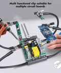 Pro Grade Four Arm Adjustable Soldering Helping Hands With Flexible Gooseneck Arms 360 Degree Rotating PCB Holder in use