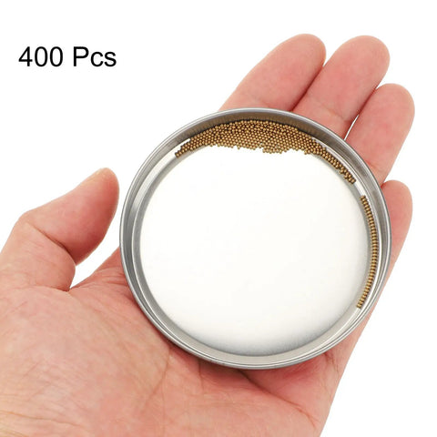 400 Pcs 1mm Solid Brass Bearing Balls G200 Precision Spheres For Machinery Automotive And DIY Gear Projects Made From H62 Brass With Solid Wear And Corrosion Resistance Ideal For Bearings Balancing Prototyping And Crafting, in tin