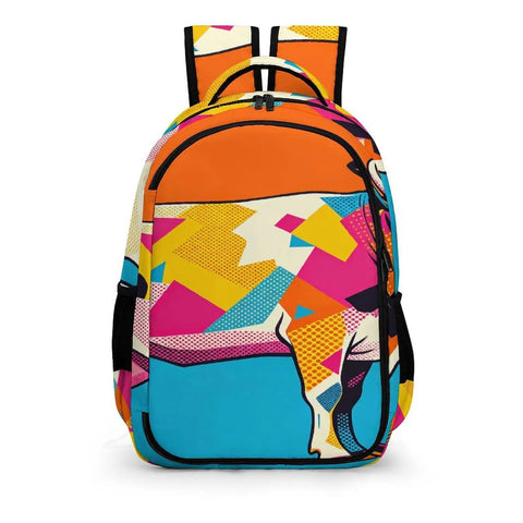 Vibrant Dual Tone Orange Cyan Patchwork Cow Print Unisex Backpack With Large Capacity For Everyday Carry School Travel Work Commute