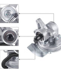 AULINK 904-801 mechanical vacuum pump, front view with mounting flange and vacuum hose for GM 6.5L diesel engines.