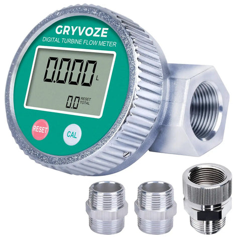 Inline Digital Water And Fuel Flow Meter Kit Built Tough And Beefed Up With Three Quarter Inch Connection, three connectors shown.