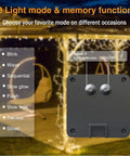 Solar Powered Fairy Lights Outdoor Waterproof 200 LEDs Copper Wire String Lights With 8 Modes Waterfall Style Firefly Vine Lights For Garden Trees Christmas Decor Dope Mom Gift control box in garden setting