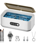 Top Shelf 49Khz Ultrasonic Cleaner With Roomy 650Ml Stainless Steel Tank And Digital Timer cleaning glasses, jewelry, and makeup brushes.